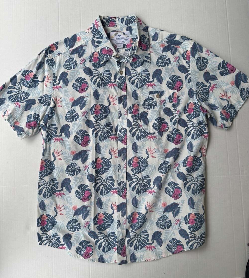 Burnside Button Down Shirt Size Large Floral Design
